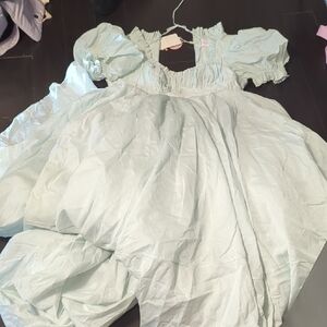 Selkie Light Green Puff Sleeve Dress